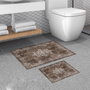 Mijölnir 510616 Juego de Alfombras de Baño Antideslizantes Antibacterianas de Poliéster Marrón 2 Piezas (50x60cm y 60x100cm)
